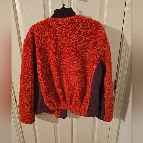 Free People Rivington Sherpa Jacket Orange Purple Zip Up Size S Oversized - Picture 5 of 7